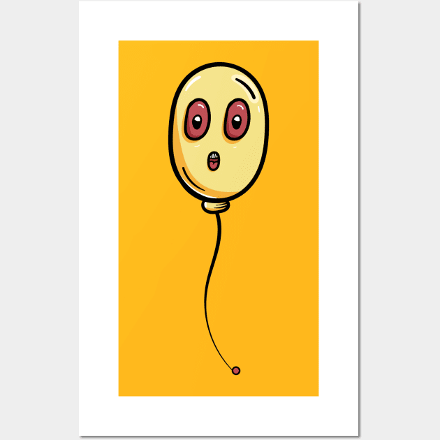 Ghost balloon cartoon face Wall Art by happymonday